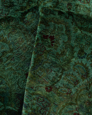 Contemporary Hand-Knotted Overdyed Green Round Area Rug 8' 1" x 8' 1"
