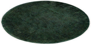 Modern Overdyed Hand Knotted Wool Green Round Area Rug 8' 1" x 8' 1"