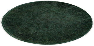 Contemporary Hand-Knotted Overdyed Green Round Area Rug 8' 1" x 8' 1"