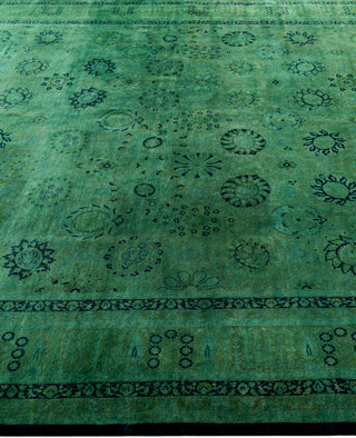 Overdyed One-of-a-Kind Wool Green Area Rug 8' 2" x 14' 6"