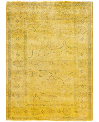Overdyed One-of-a-Kind Wool Yellow Area Rug 4' 2" x 5' 9"
