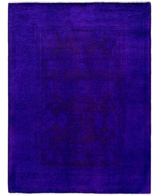 Overdyed One-of-a-Kind Wool Purple Area Rug 4' 3" x 5' 7"