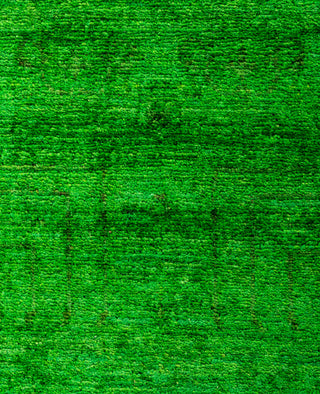 Contemporary Overdyed Wool Hand Knotted Green Runner 2' 4" x 14' 0"