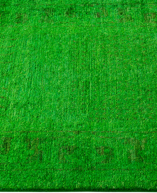 Contemporary Overdyed Wool Hand Knotted Green Runner 2' 4" x 14' 0"