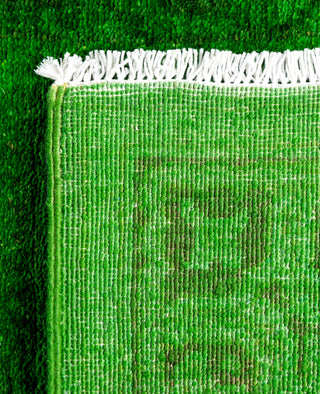 Contemporary Overdyed Wool Hand Knotted Green Runner 2' 4" x 14' 0"