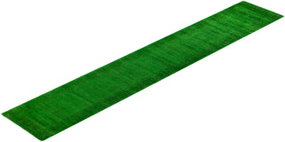 Contemporary Overdyed Wool Hand Knotted Green Runner 2' 4" x 14' 0"