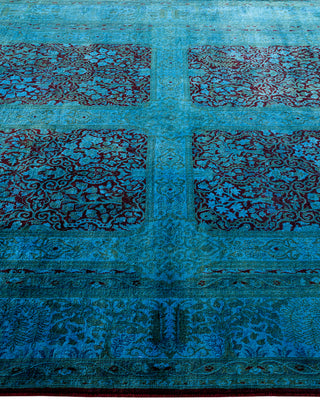 Contemporary Fine Vibrance Blue Wool Area Rug - 6' 1" x 6' 9"