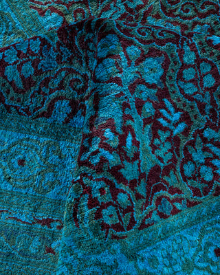 Contemporary Fine Vibrance Blue Wool Area Rug - 6' 1" x 6' 9"