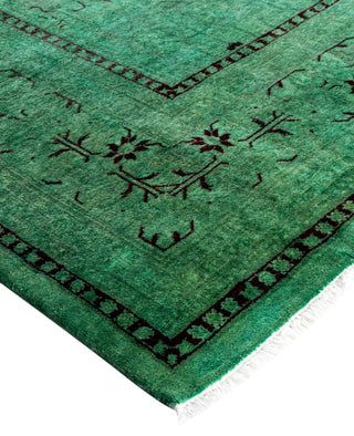 Overdyed Hand-Knotted Wool Modern-Contemporary Green Area Rug 5' 2" x 7' 9"
