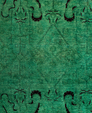 Overdyed Hand-Knotted Wool Modern-Contemporary Green Area Rug 5' 2" x 7' 9"