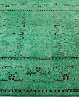Overdyed Hand-Knotted Wool Modern-Contemporary Green Area Rug 5' 2" x 7' 9"