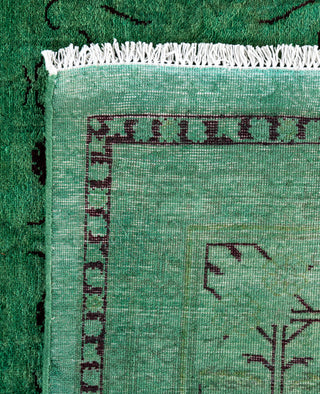 Overdyed Hand-Knotted Wool Modern-Contemporary Green Area Rug 5' 2" x 7' 9"