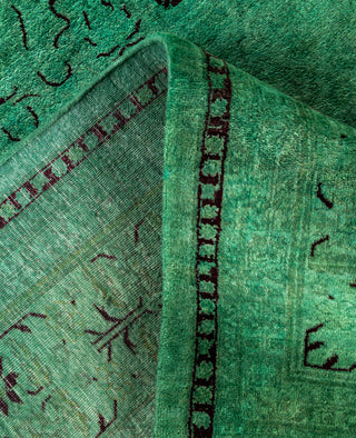 Overdyed Hand-Knotted Wool Modern-Contemporary Green Area Rug 5' 2" x 7' 9"