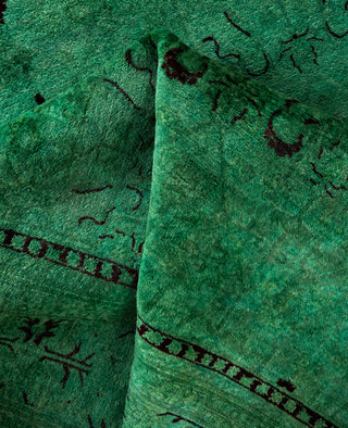 Overdyed Hand-Knotted Wool Modern-Contemporary Green Area Rug 5' 2" x 7' 9"