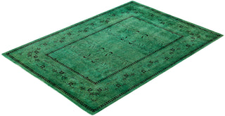 Overdyed Hand-Knotted Wool Modern-Contemporary Green Area Rug 5' 2" x 7' 9"