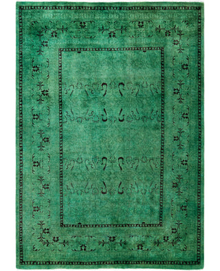 Overdyed Hand-Knotted Wool Modern-Contemporary Green Area Rug 5' 2" x 7' 9"