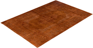 Contemporary Overdyed Wool Hand Knotted Orange Area Rug 5' 2" x 7' 7"