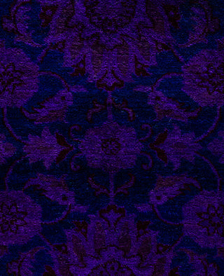 Contemporary Overdyed Wool Hand Knotted Purple Area Rug 4' 2" x 5' 5"