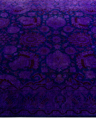 Contemporary Overdyed Wool Hand Knotted Purple Area Rug 4' 2" x 5' 5"