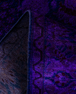 Contemporary Overdyed Wool Hand Knotted Purple Area Rug 4' 2" x 5' 5"