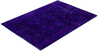 Contemporary Overdyed Wool Hand Knotted Purple Area Rug 4' 2" x 5' 5"