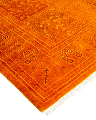 Modern Overdyed Hand Knotted Wool Orange Runner 3' 1" x 11' 8"