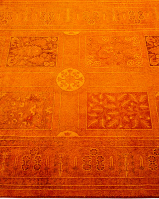 Modern Overdyed Hand Knotted Wool Orange Runner 3' 1" x 11' 8"