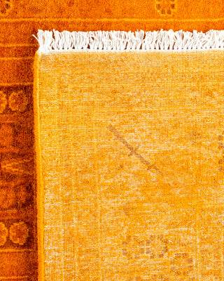 Modern Overdyed Hand Knotted Wool Orange Runner 3' 1" x 11' 8"
