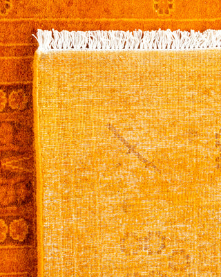 Contemporary Hand-Knotted Overdyed Orange Runner 3' 1" x 11' 8"