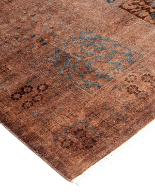 Contemporary Hand Knotted Overdyed Brown Runner 2' 7" x 9' 3"