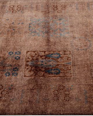 Modern Overdyed Hand Knotted Wool Brown Runner 2' 7" x 9' 3"