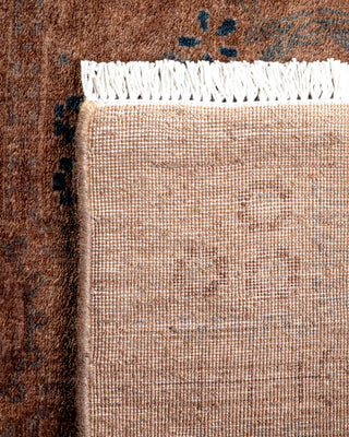 Contemporary Hand Knotted Overdyed Brown Runner 2' 7" x 9' 3"