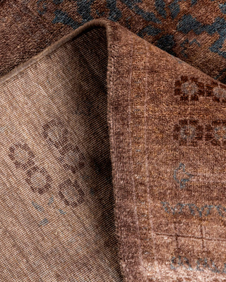 Contemporary Hand Knotted Overdyed Brown Runner 2' 7" x 9' 3"