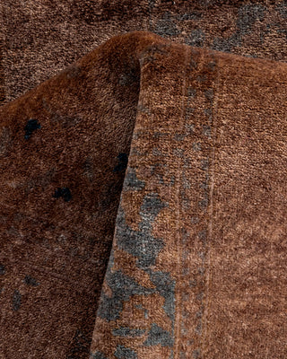 Contemporary Hand Knotted Overdyed Brown Runner 2' 7" x 9' 3"