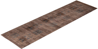 Modern Overdyed Hand Knotted Wool Brown Runner 2' 7" x 9' 3"