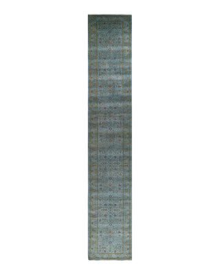 Contemporary Fine Vibrance Blue Wool Area Rug 2' 7" x 15' 8"
