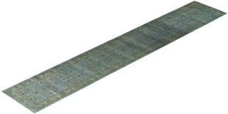 Contemporary Hand Knotted Overdyed Blue Runner 2' 7" x 15' 8"