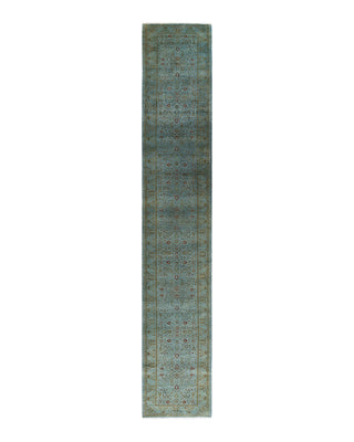 Contemporary Fine Vibrance Green Wool Area Rug 2' 7" x 15' 8"