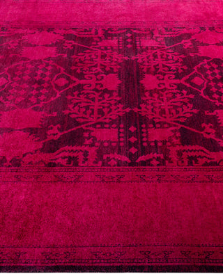 Contemporary Overdyed Wool Hand Knotted Pink Area Rug 6' 1" x 9' 5"
