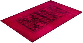 Contemporary Overdyed Wool Hand Knotted Pink Area Rug 6' 1" x 9' 5"