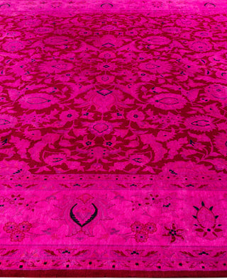 Overdyed Hand-Knotted Wool Modern-Contemporary Pink Area Rug 9' 2" x 12' 3"