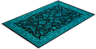 Contemporary Hand-Knotted Overdyed Blue Area Rug 4' 2" x 6' 3"