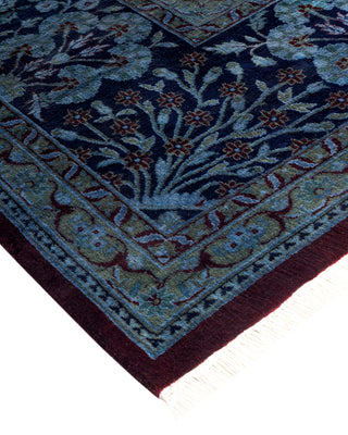 Modern Overdyed Hand Knotted Wool Blue Area Rug 9' 2" x 12' 4"