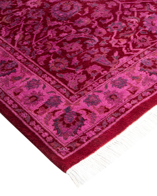 Modern Overdyed Hand Knotted Wool Pink Area Rug 3' 1" x 5' 3"