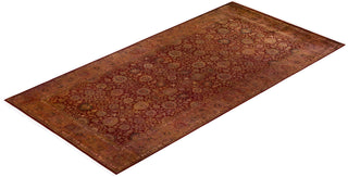 Modern Overdyed Hand Knotted Wool Gold Area Rug 6' 3" x 12' 4"