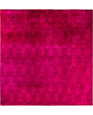 Contemporary Overdyed Wool Hand Knotted Pink Round Area Rug 8' 2" x 8' 3"