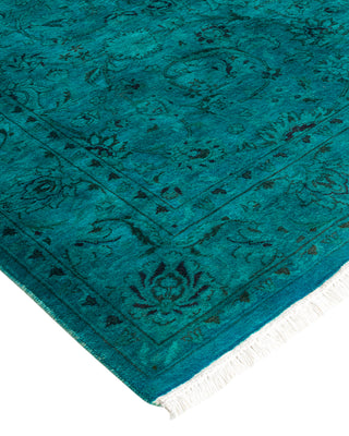 Contemporary Fine Vibrance Blue Wool Area Rug - 4' 2" x 6' 4"