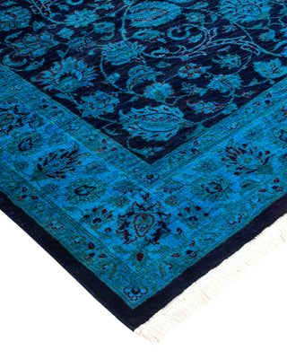 Modern Overdyed Hand Knotted Wool Blue Area Rug 4' 1" x 6' 3"