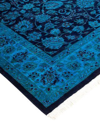 Contemporary Hand Knotted Overdyed Blue Area Rug 4' 1" x 6' 3"