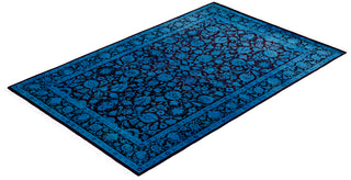 Modern Overdyed Hand Knotted Wool Blue Area Rug 4' 1" x 6' 4"